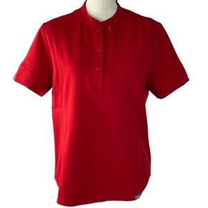 Figs Winning Red Gidya - Relaxed Henley Scrub Top - S / Winning Red